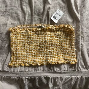 Yellow Plaid Smocked Crop Tube Top | Forever 21